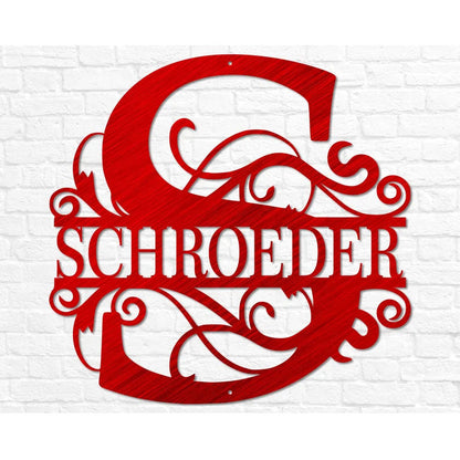 Custom Metal Swirl Sign - Family Name - Housewarming/Wedding/Anniversary Gift