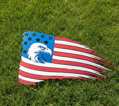 Patriotic Eagle American Flag Metal Wall Art