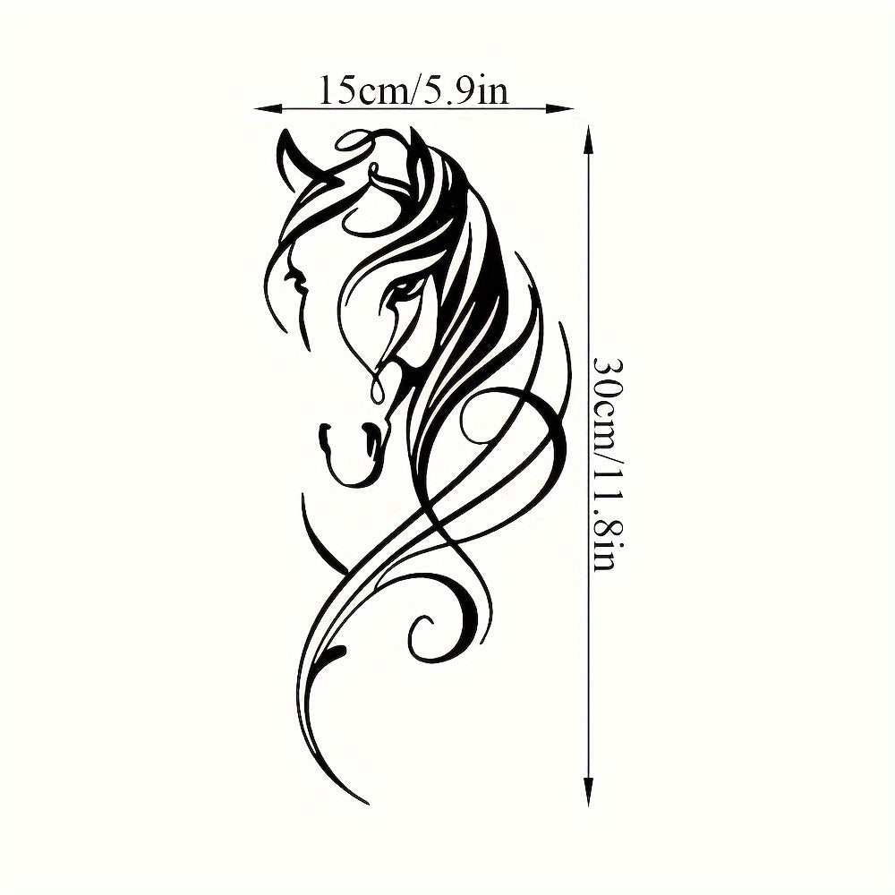 Abstract Metal Horse Wall Art Equestrian Elegance featuring elegant swirling lines forming a horse head silhouette in black design