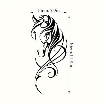 Abstract Metal Horse Wall Art Equestrian Elegance featuring elegant swirling lines forming a horse head silhouette in black design