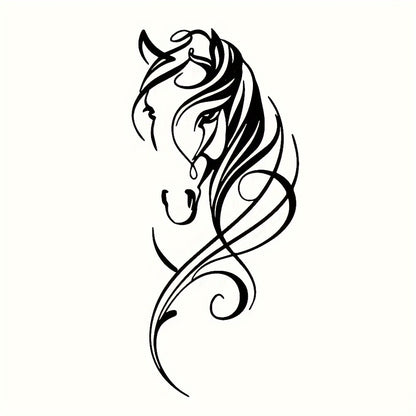 Abstract Metal Horse Wall Art Equestrian Elegance featuring elegant black swirling lines forming a stylized horse head profile
