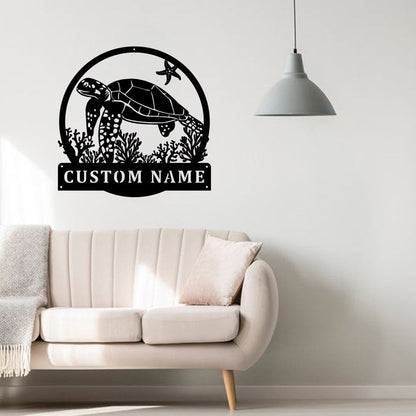 Personalized Sea Turtle Metal Wall Art