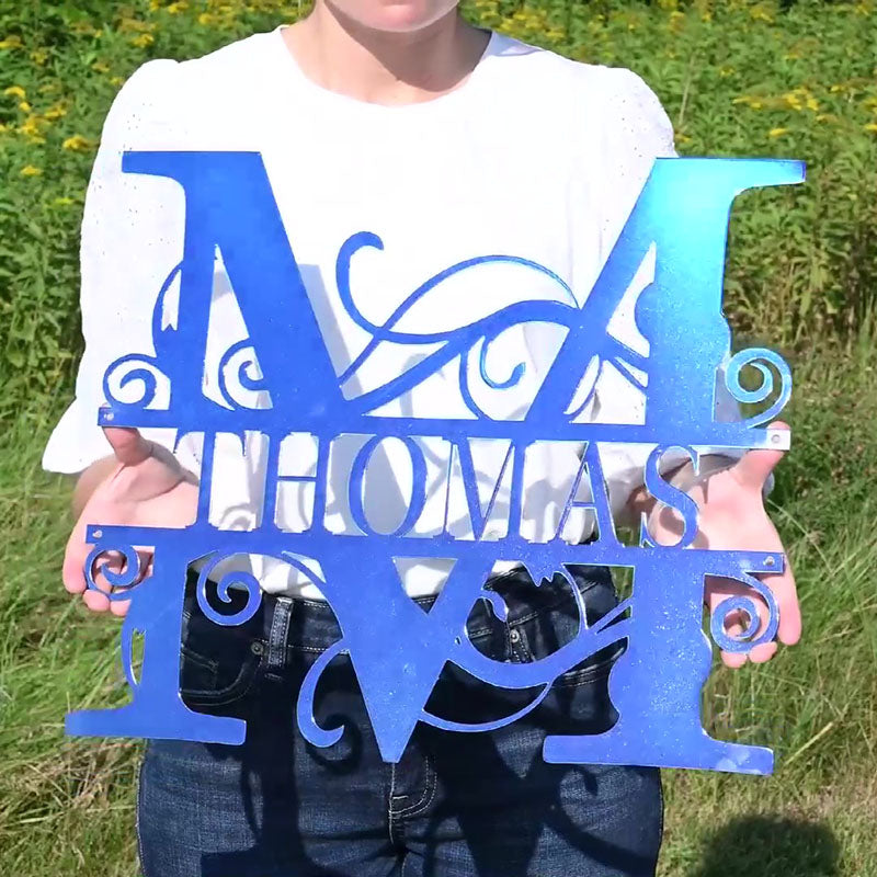 Custom Metal Swirl Sign - Family Name - Housewarming/Wedding/Anniversary Gift