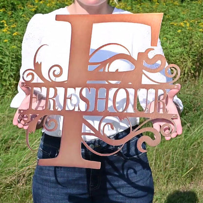 Custom Metal Swirl Sign - Family Name - Housewarming/Wedding/Anniversary Gift