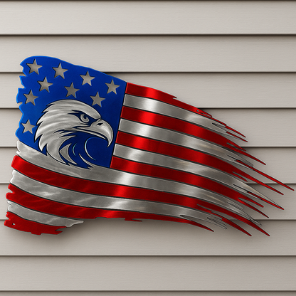 Patriotic Eagle American Flag Metal Wall Art