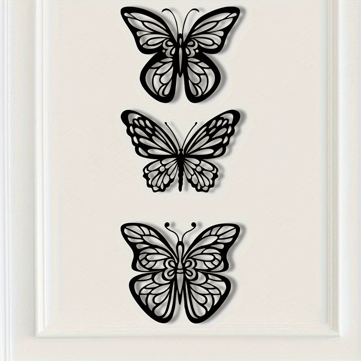Elegant Black Metal Butterfly Wall Art  Set of 3