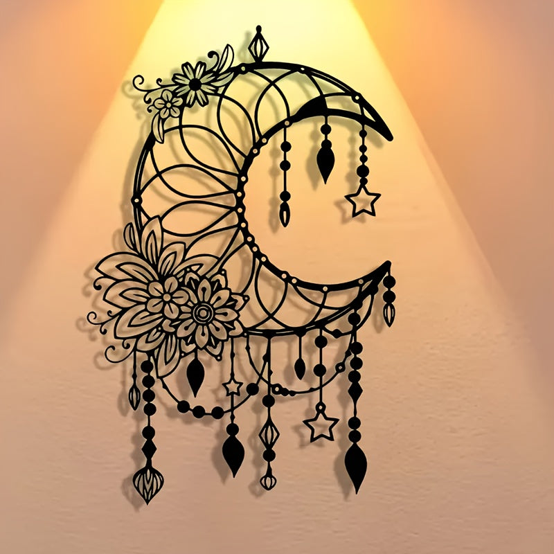 Gothic Moon  Floral Wall Art Elegant Celestial Decor