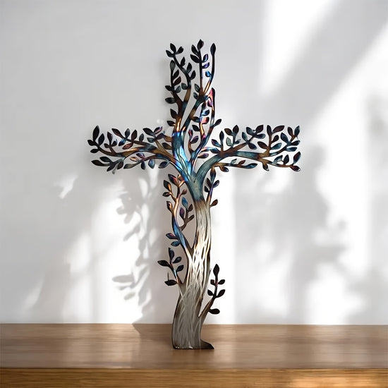 Tree of Life Cross Metal Wall Art Sculpture