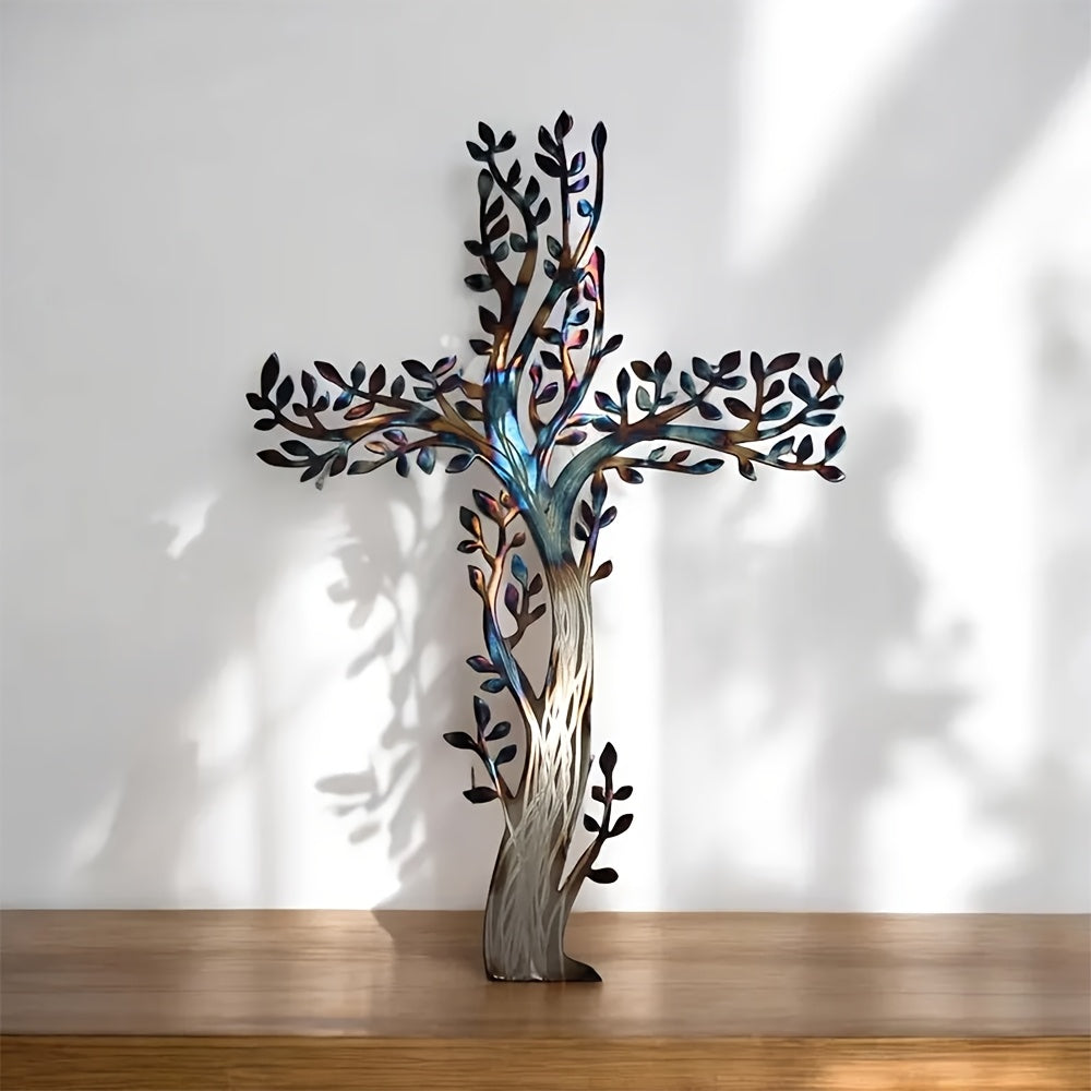 Tree of Life Cross Metal Wall Art Sculpture