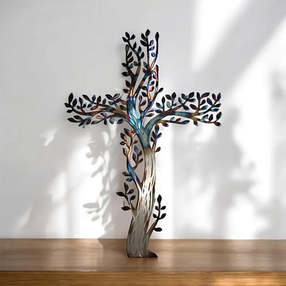 Tree of Life Cross Metal Wall Art Sculpture