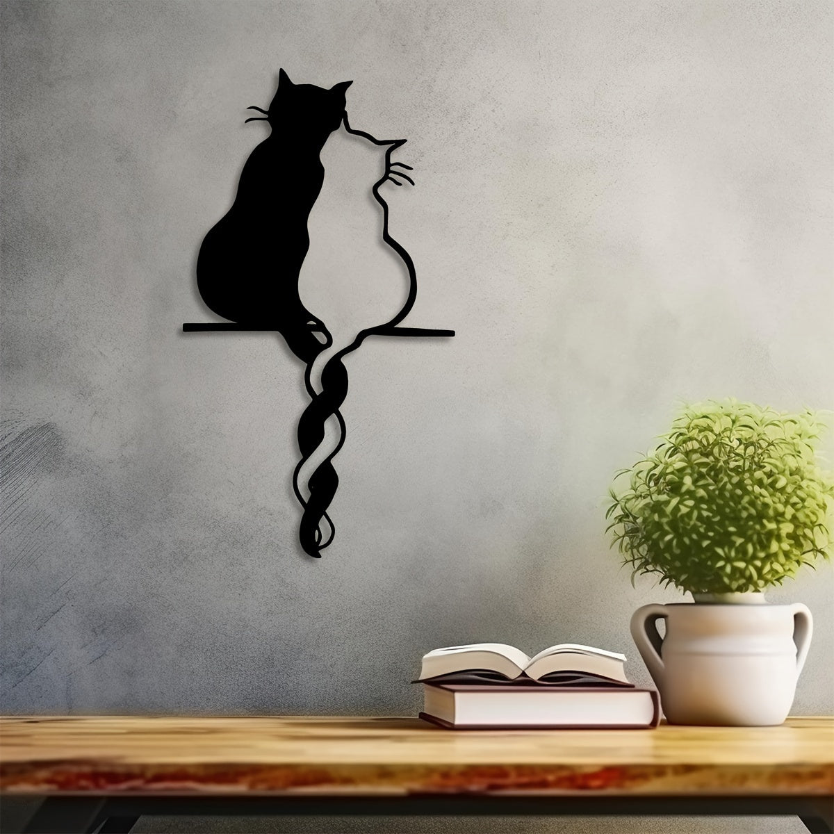 Elegant Black Metal Cat Wall Art Modern Feline Flair