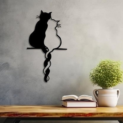 Elegant Black Metal Cat Wall Art Modern Feline Flair