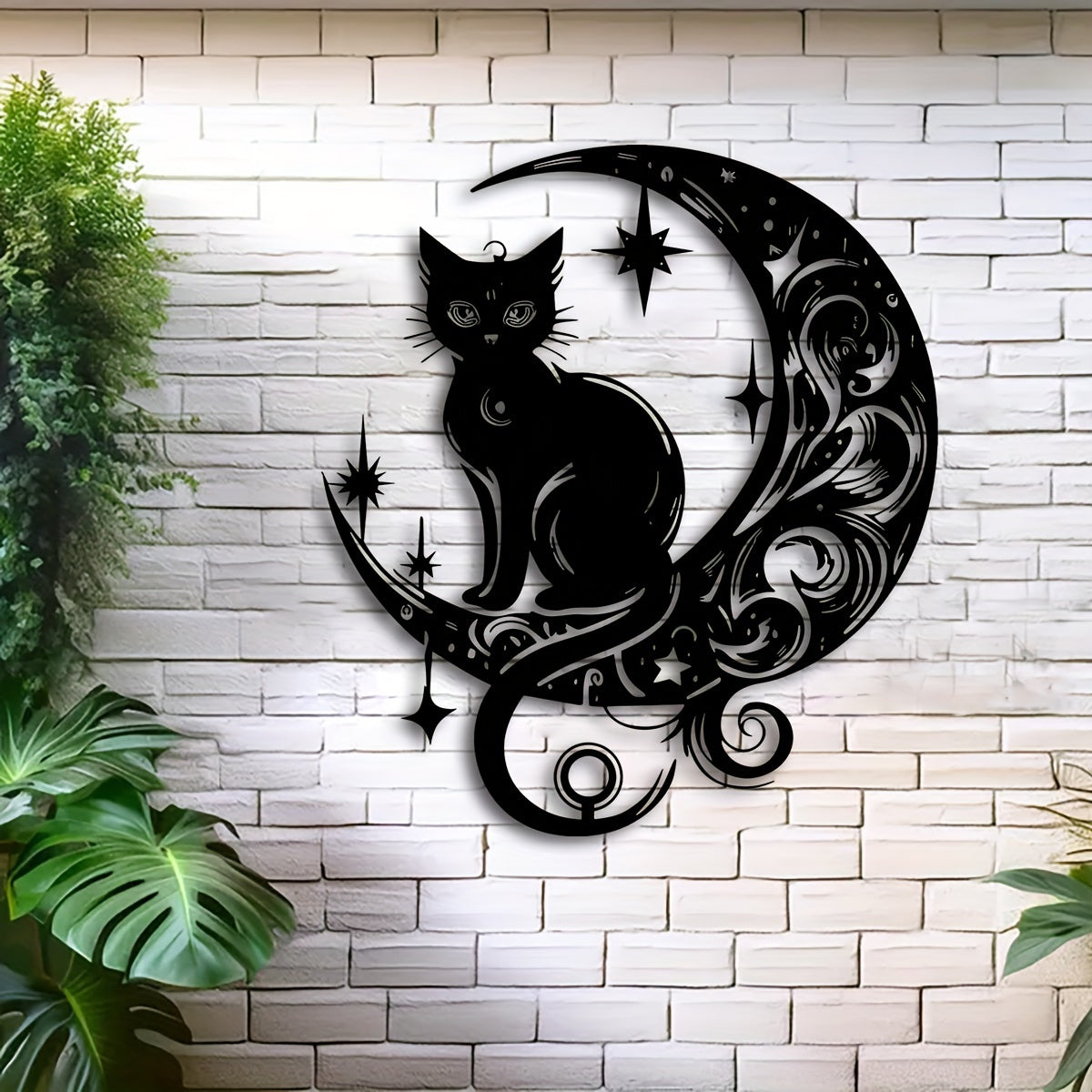 Art Deco Cat on Moon Gothic Wall Art